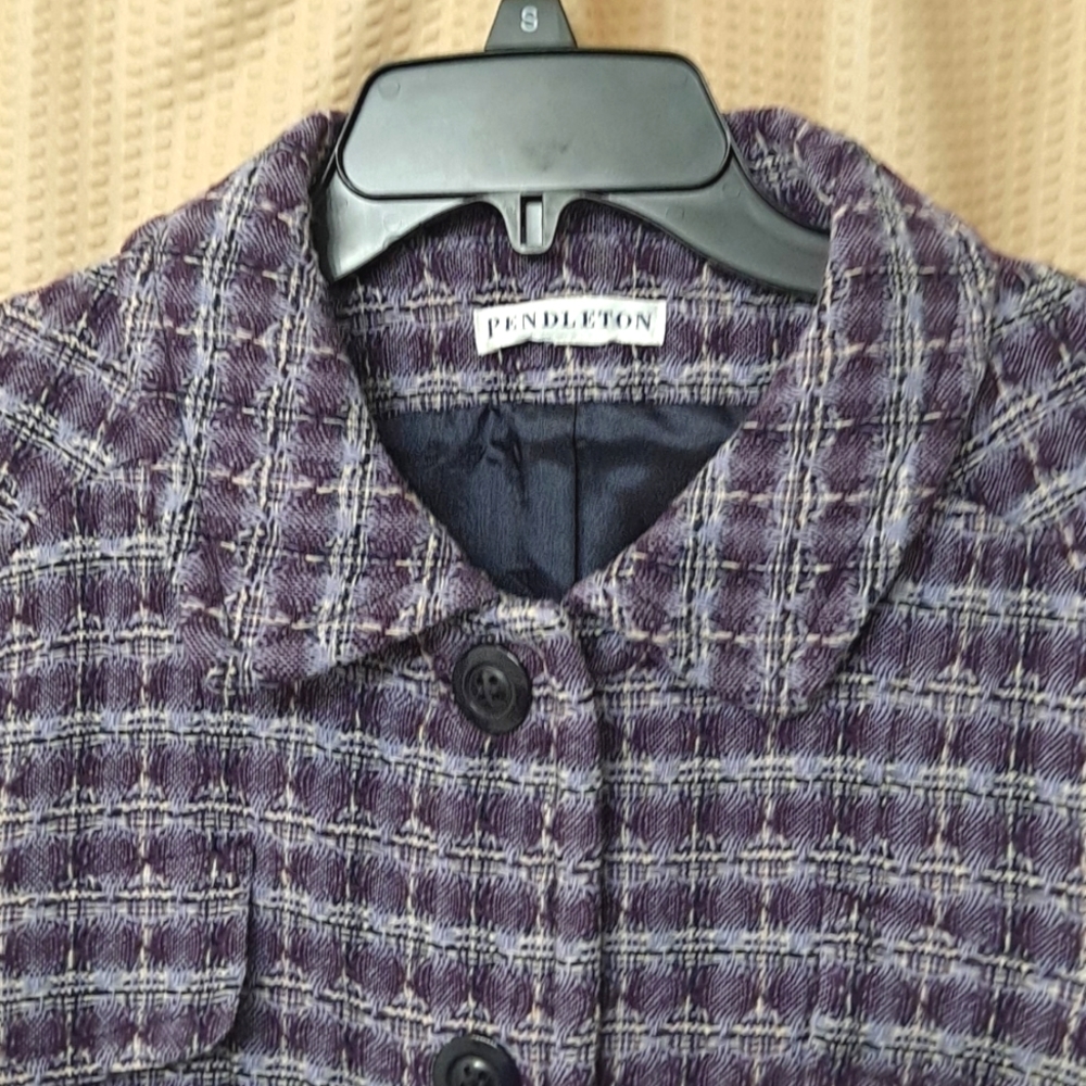 Pendleton Purple Plaid Button Front 100% Virgin W… - image 4
